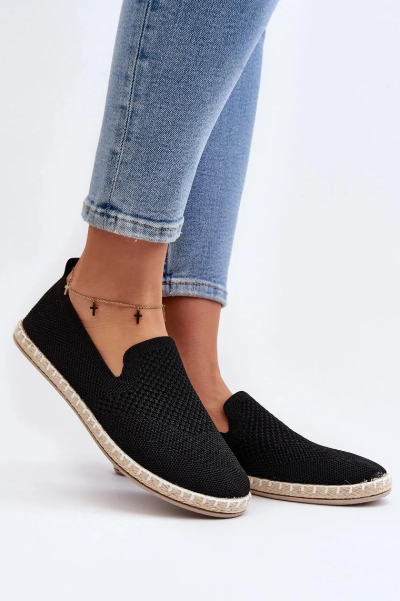 Trampki Damskie Slip-On>Boto Wsuwane Damskie Espadryle Czarne Harmonie