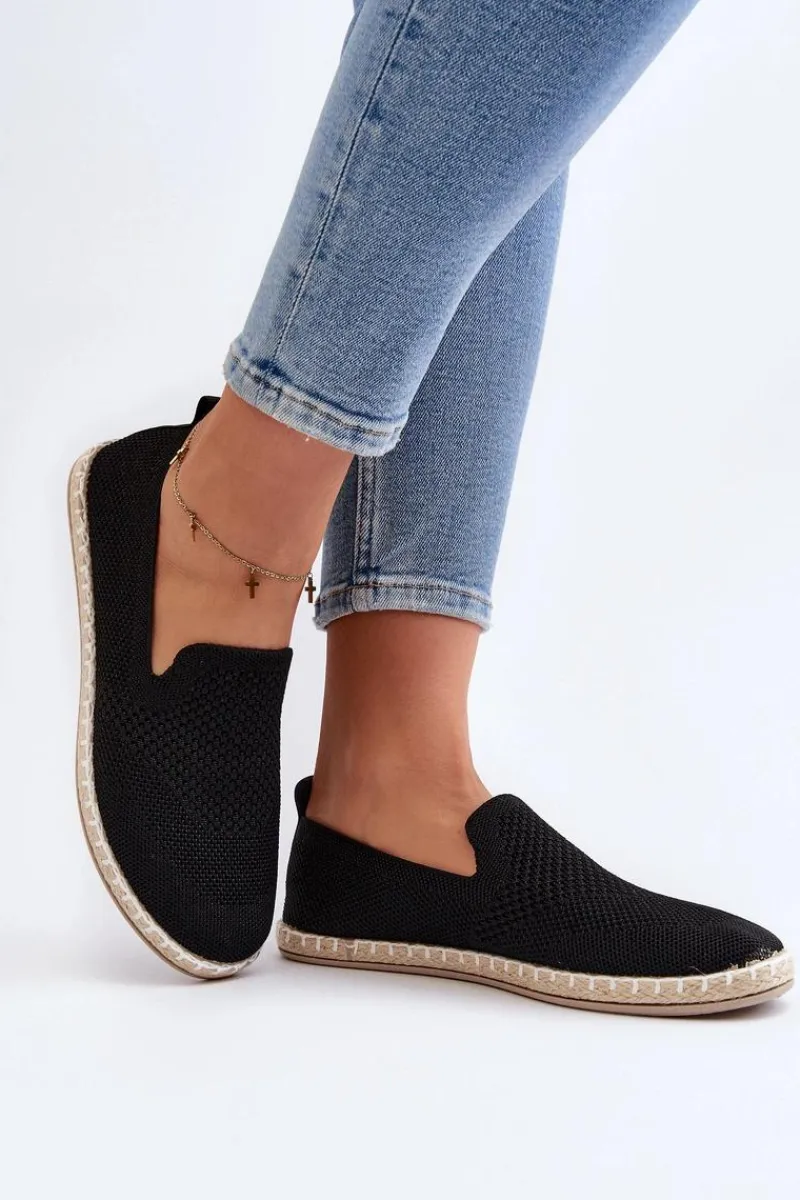 Trampki Damskie Slip-On>Boto Wsuwane Damskie Espadryle Czarne Harmonie