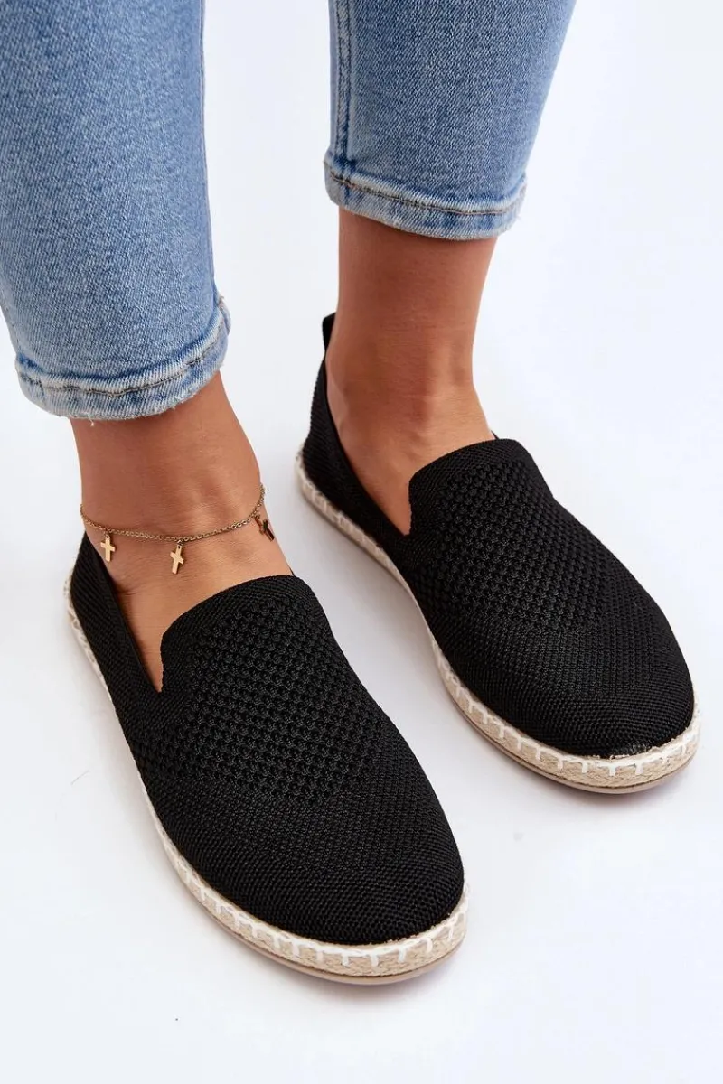 Trampki Damskie Slip-On>Boto Wsuwane Damskie Espadryle Czarne Harmonie