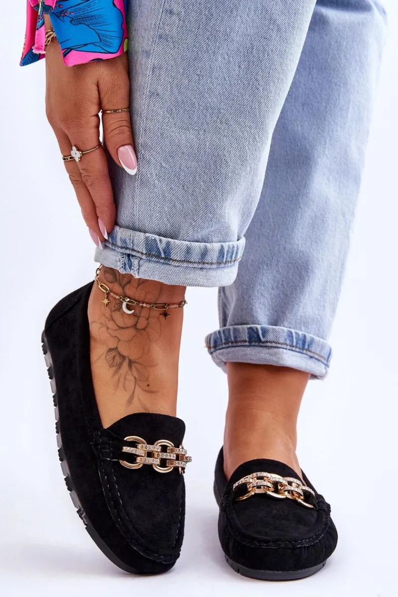 Clearance Boto Wsuwane Damskie Zamszowe Mokasyny Czarne Sorento Czarny