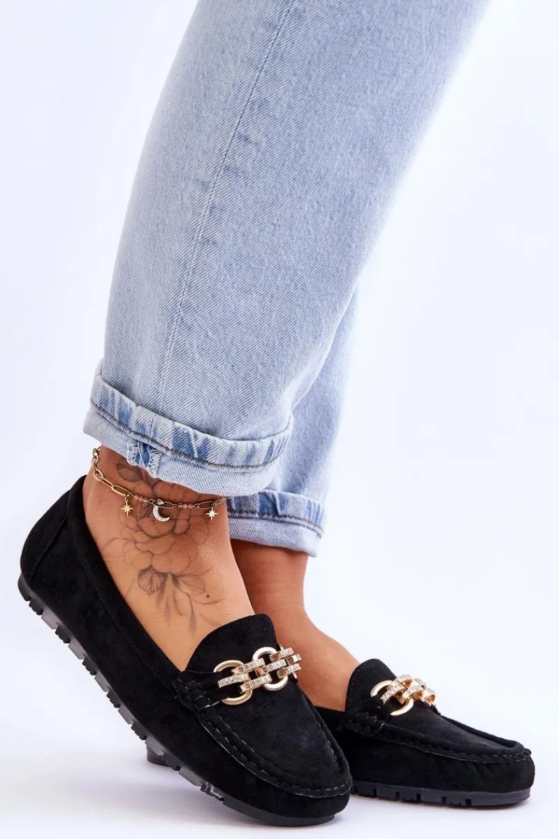 Clearance Boto Wsuwane Damskie Zamszowe Mokasyny Czarne Sorento Czarny