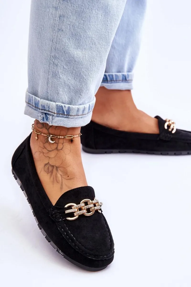 Clearance Boto Wsuwane Damskie Zamszowe Mokasyny Czarne Sorento Czarny