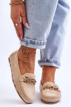 Hot Boto Wsuwane Damskie Zamszowe Mokasyny Beżowe Sorento