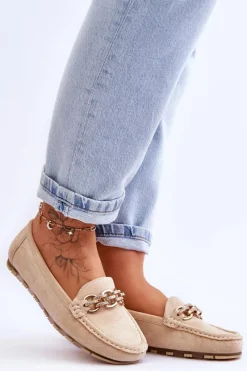 Hot Boto Wsuwane Damskie Zamszowe Mokasyny Beżowe Sorento