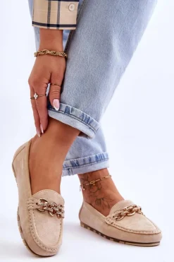 Hot Boto Wsuwane Damskie Zamszowe Mokasyny Beżowe Sorento