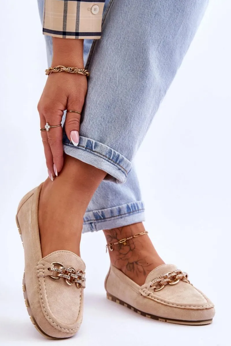 Hot Boto Wsuwane Damskie Zamszowe Mokasyny Beżowe Sorento