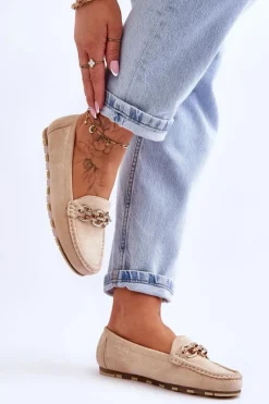 Hot Boto Wsuwane Damskie Zamszowe Mokasyny Beżowe Sorento