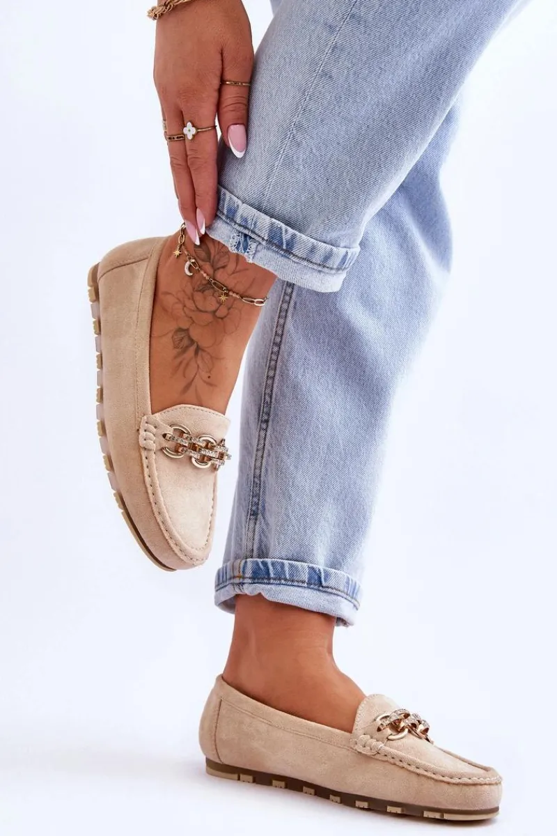 Hot Boto Wsuwane Damskie Zamszowe Mokasyny Beżowe Sorento