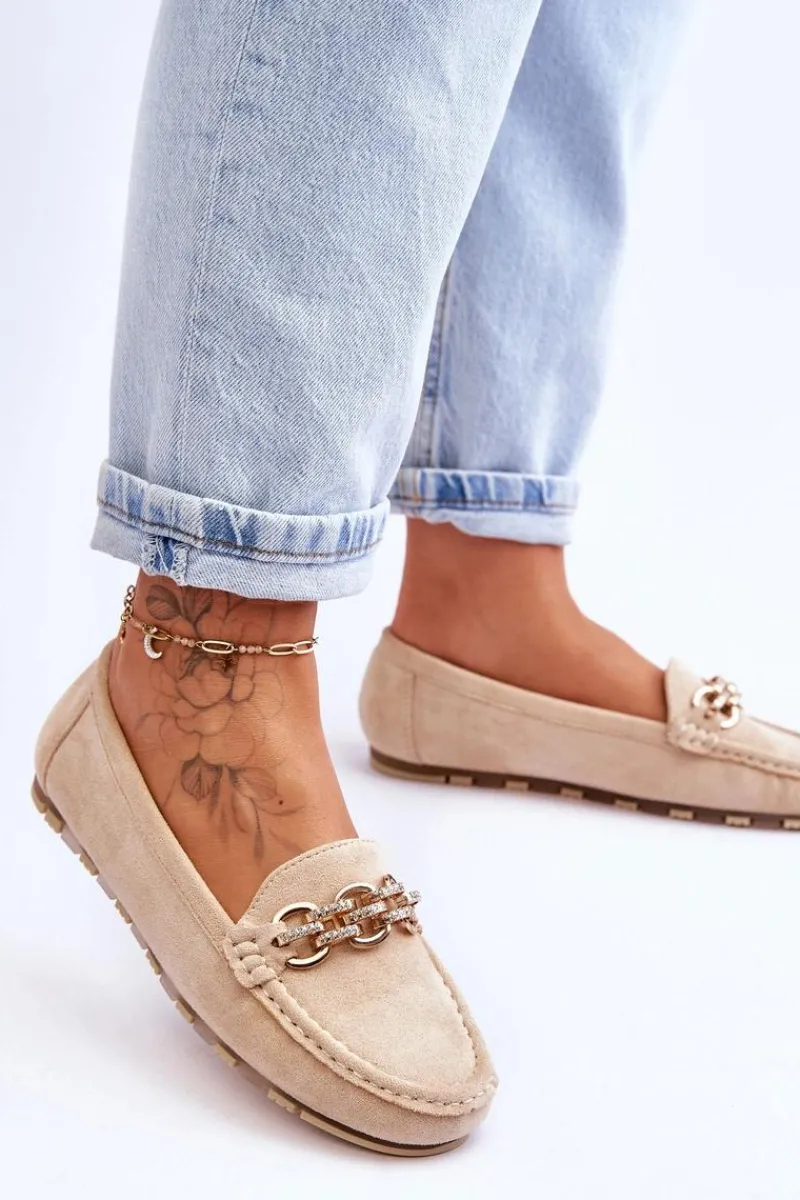 Hot Boto Wsuwane Damskie Zamszowe Mokasyny Beżowe Sorento