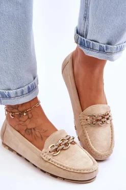 Hot Boto Wsuwane Damskie Zamszowe Mokasyny Beżowe Sorento