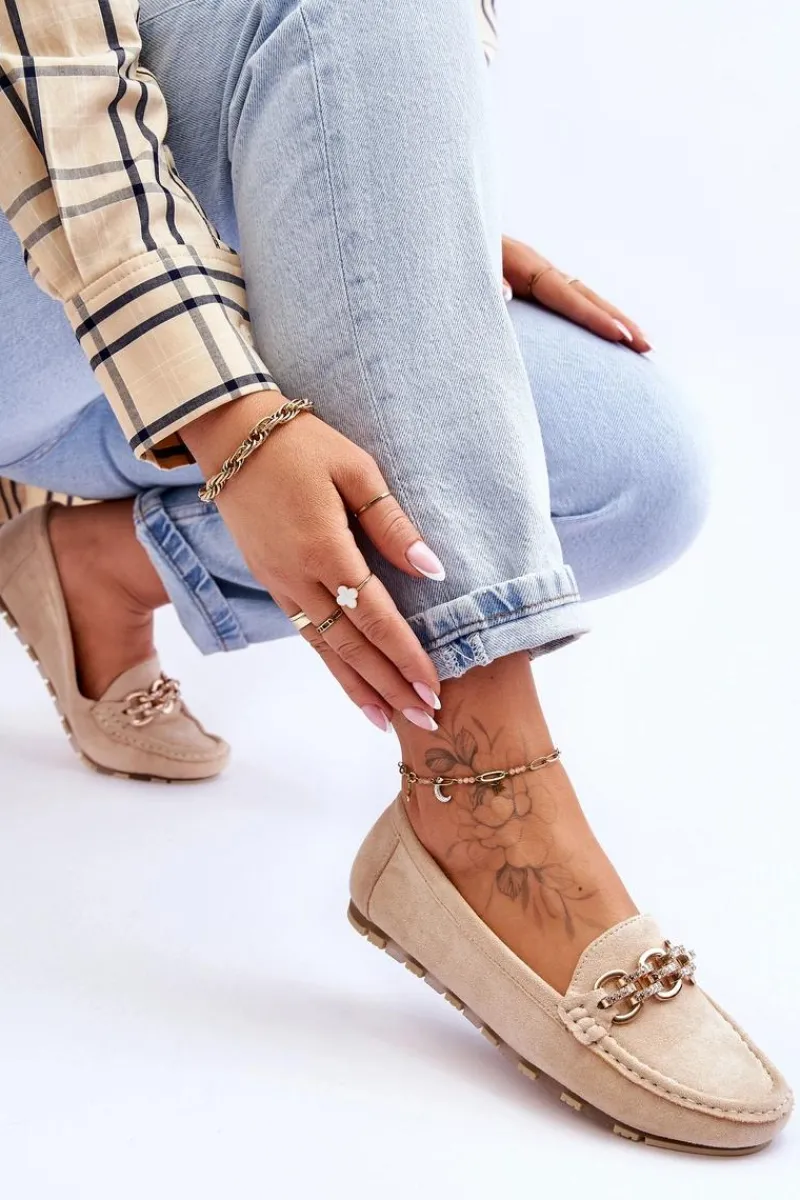 Hot Boto Wsuwane Damskie Zamszowe Mokasyny Beżowe Sorento