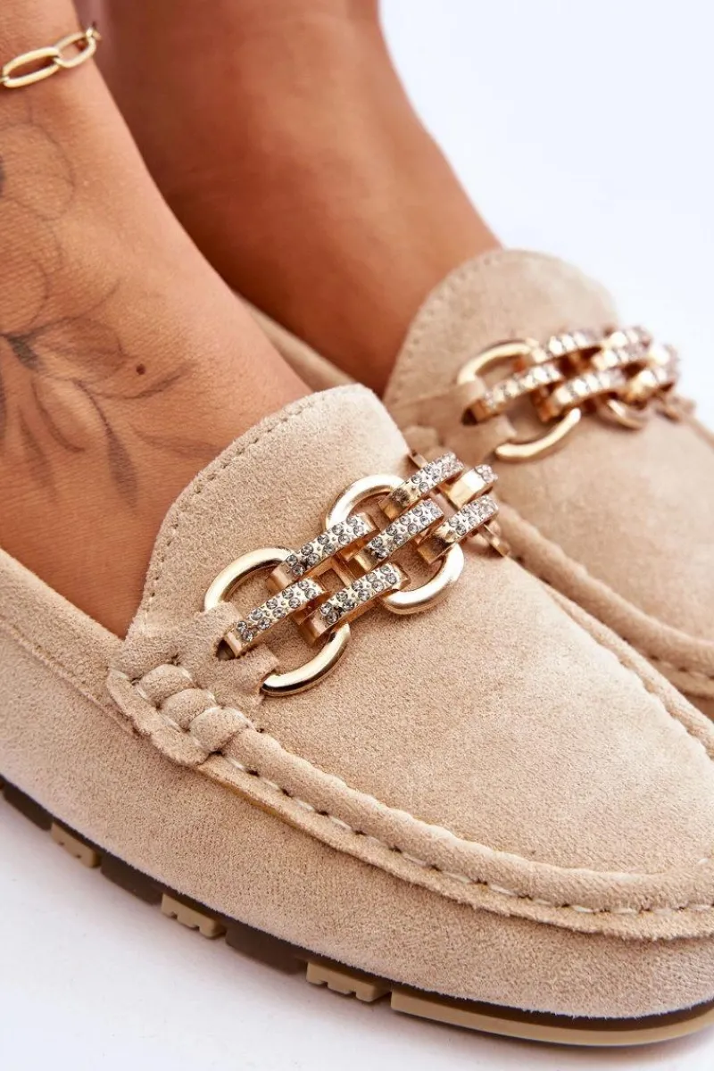 Hot Boto Wsuwane Damskie Zamszowe Mokasyny Beżowe Sorento