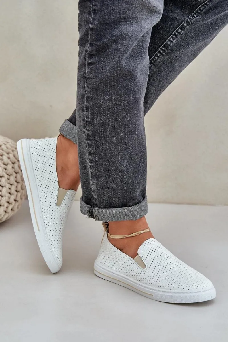 Online Wsuwane Eko Skórzane Damskie Tenisówki Trampki Z Napisem Jasnobeżowe Zalinne Damskie Trampki Damskie Slip-On|Trampki Damskie Niskie