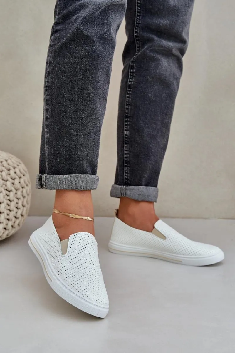 Online Wsuwane Eko Skórzane Damskie Tenisówki Trampki Z Napisem Jasnobeżowe Zalinne Damskie Trampki Damskie Slip-On|Trampki Damskie Niskie