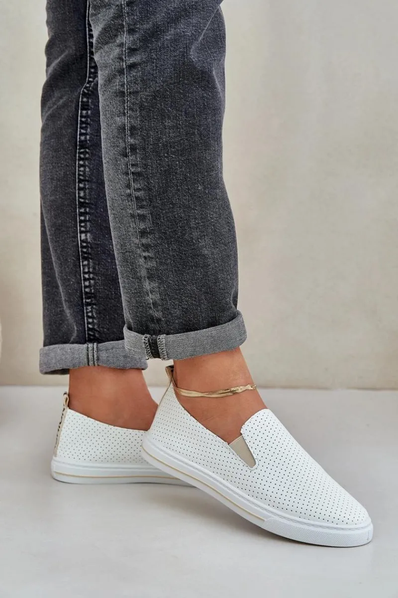 Online Wsuwane Eko Skórzane Damskie Tenisówki Trampki Z Napisem Jasnobeżowe Zalinne Damskie Trampki Damskie Slip-On|Trampki Damskie Niskie