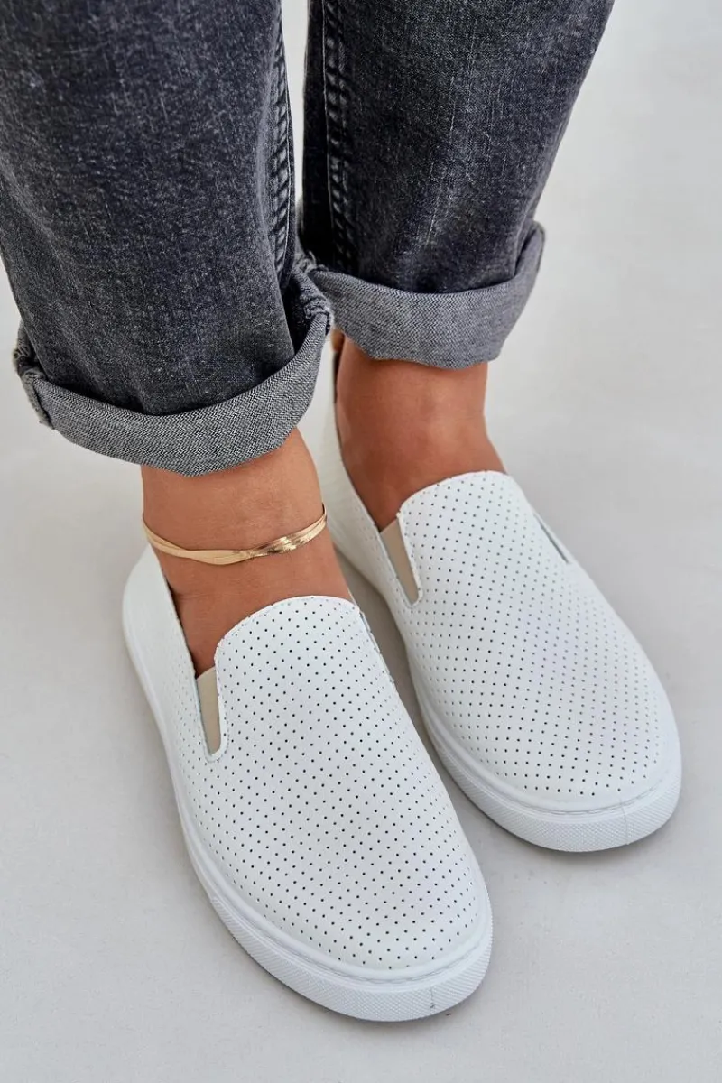 Online Wsuwane Eko Skórzane Damskie Tenisówki Trampki Z Napisem Jasnobeżowe Zalinne Damskie Trampki Damskie Slip-On|Trampki Damskie Niskie