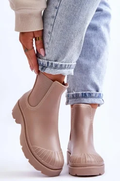 Kalosze Damskie|Czarne Botki>Boto Wsuwane Gumowe Botki Kalosze Sztyblety Beżowe Carme