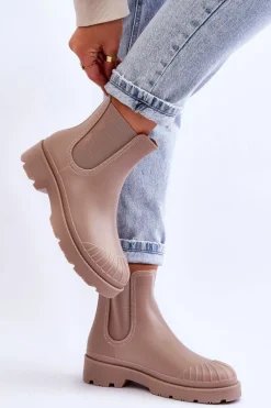 Kalosze Damskie|Czarne Botki>Boto Wsuwane Gumowe Botki Kalosze Sztyblety Beżowe Carme