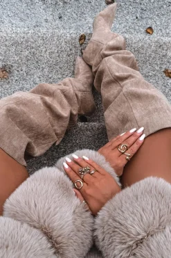 Best Wsuwane Kozaki Damskie Na Szpilce Beżowe Ysolienne Damskie Kozaki Ocieplane|Muszkieterki