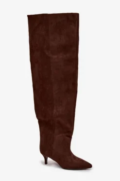 Sale Boto Wsuwane Kozaki Damskie Na Szpilce Czekoladowe Ysolienne Brązowy