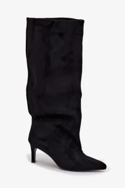 Hot Wsuwane Kozaki Damskie Na Szpilce Czarne Taffine Damskie Kozaki Ocieplane|Kozaki Na Szpilce