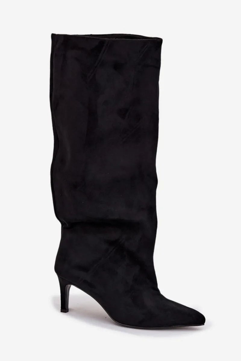 Hot Wsuwane Kozaki Damskie Na Szpilce Czarne Taffine Damskie Kozaki Ocieplane|Kozaki Na Szpilce