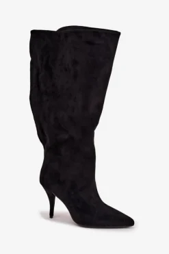 Kozaki Ocieplane|Kozaki Na Szpilce></noscript>Boto Wsuwane Kozaki Damskie Na Szpilce Z Eko Zamszu Czarne Noretta Czarny