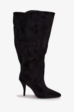 Kozaki Ocieplane|Kozaki Na Szpilce></noscript>Boto Wsuwane Kozaki Damskie Na Szpilce Z Eko Zamszu Czarne Noretta Czarny