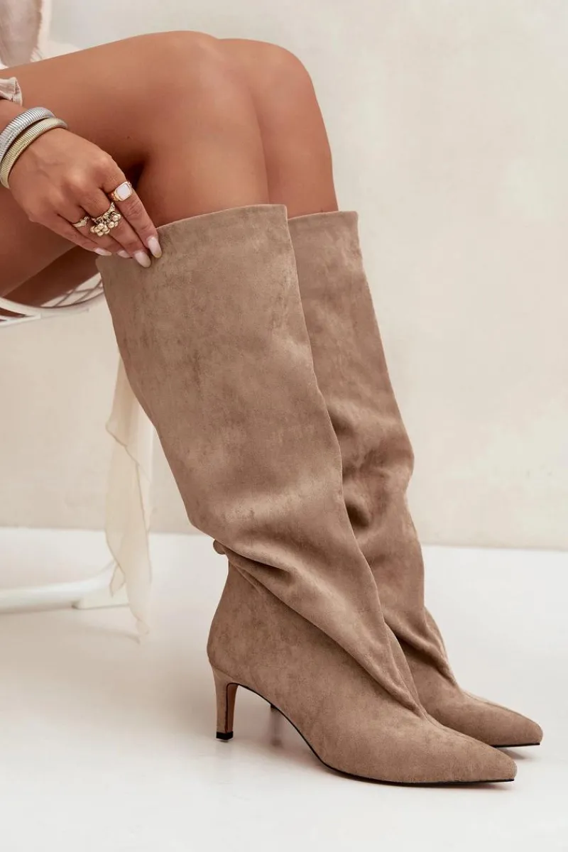 Kozaki Ocieplane|Kozaki Na Szpilce>Boto Wsuwane Kozaki Damskie Na Szpilce Beżowe Taffine