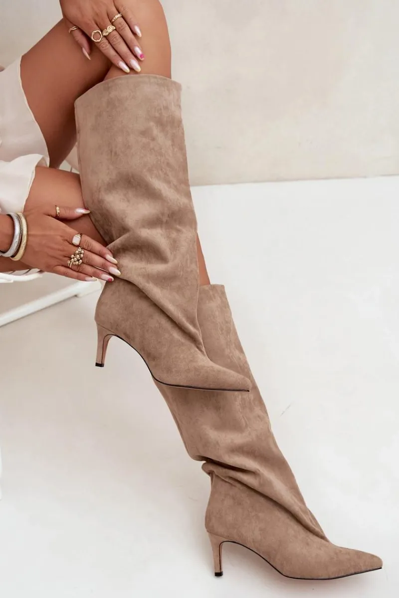 Kozaki Ocieplane|Kozaki Na Szpilce>Boto Wsuwane Kozaki Damskie Na Szpilce Beżowe Taffine