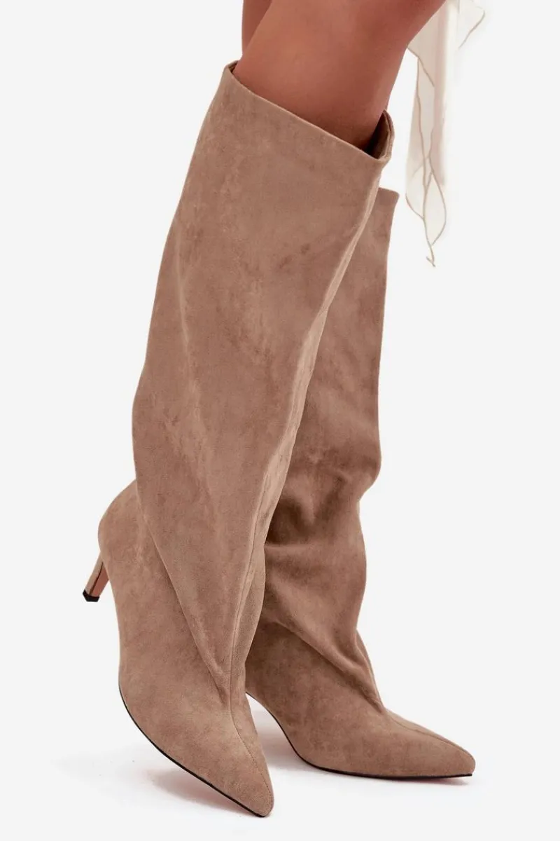 Kozaki Ocieplane|Kozaki Na Szpilce>Boto Wsuwane Kozaki Damskie Na Szpilce Beżowe Taffine