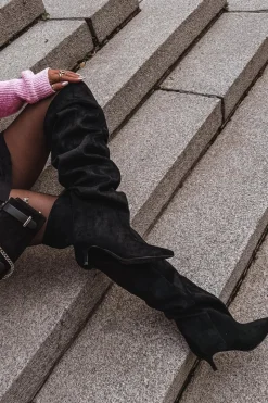 New Wsuwane Kozaki Damskie Na Szpilce Czarne Ysolienne Damskie Kozaki Ocieplane|Muszkieterki