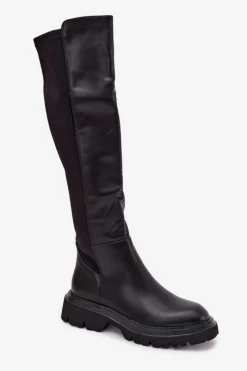 Discount Boto Wsuwane Kozaki Damskie Z Eko Skóry Czarne Sylvina Czarny