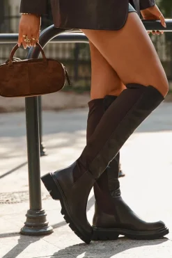 New Boto Wsuwane Kozaki Damskie Z Eko Skóry Czekoladowe Sylvina