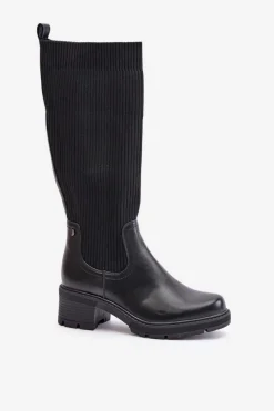 Hot Boto Wsuwane Kozaki Z Elastyczną Cholewką Przed Kolano Czarne Vaimi