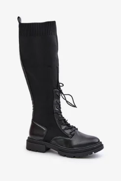 Clearance Wsuwane Kozaki Ze Skarpetkową Cholewką Czarne Iranel Damskie Kozaki Ocieplane|Kozaki Wiosenne