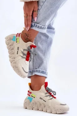 Online Boto Wsuwane Modne Sneakersy Beżowe Evolution