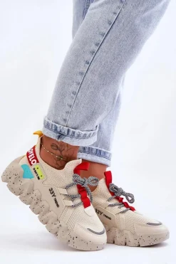 Online Boto Wsuwane Modne Sneakersy Beżowe Evolution
