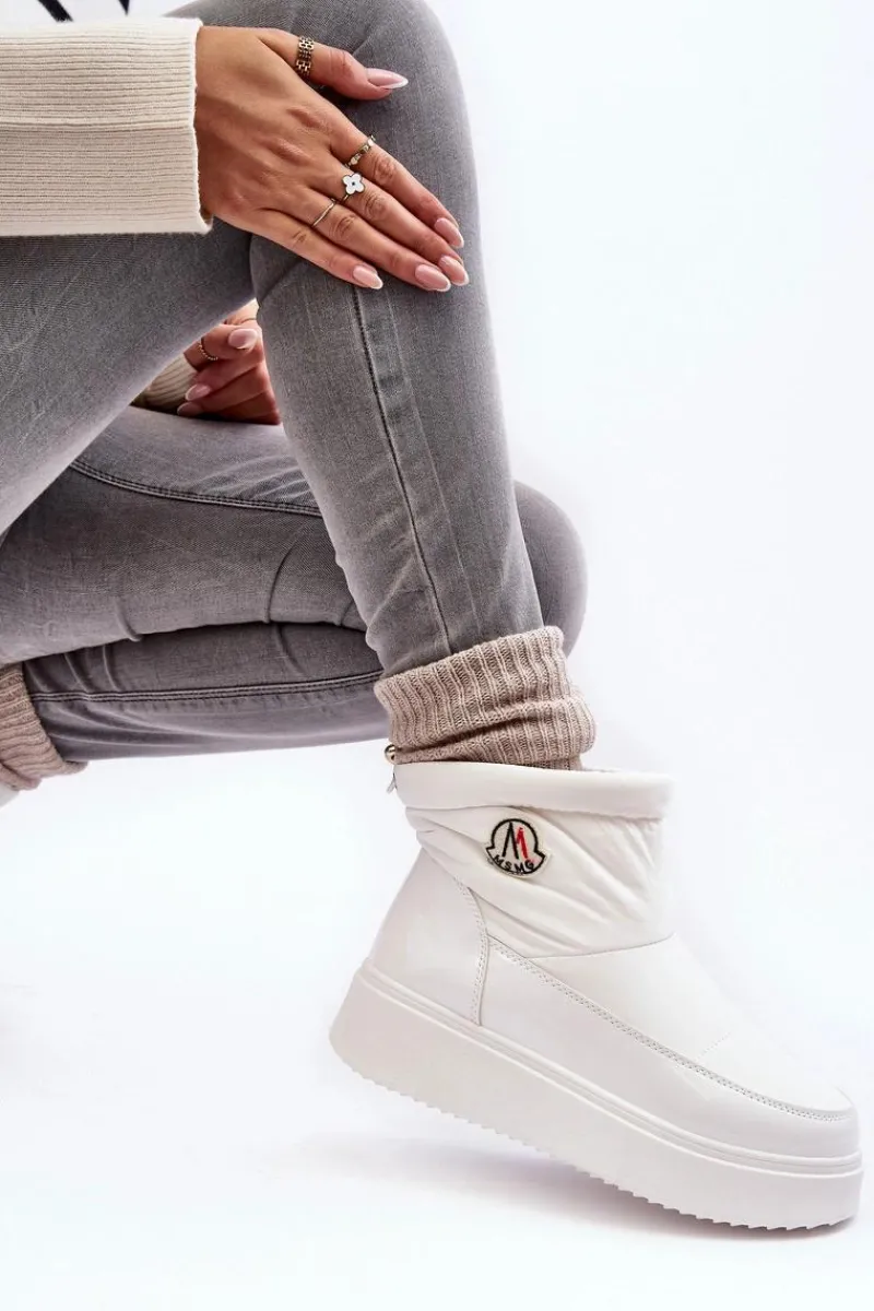 Best Boto Wsuwane Śniegowce Damskie Na Platformie Białe Gattea