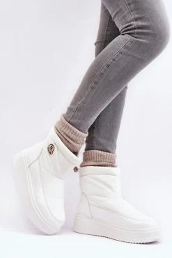 Best Boto Wsuwane Śniegowce Damskie Na Platformie Białe Gattea