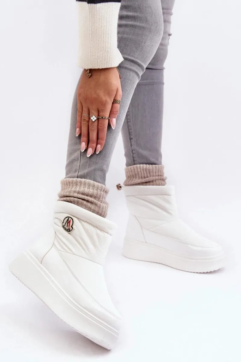 Best Boto Wsuwane Śniegowce Damskie Na Platformie Białe Gattea