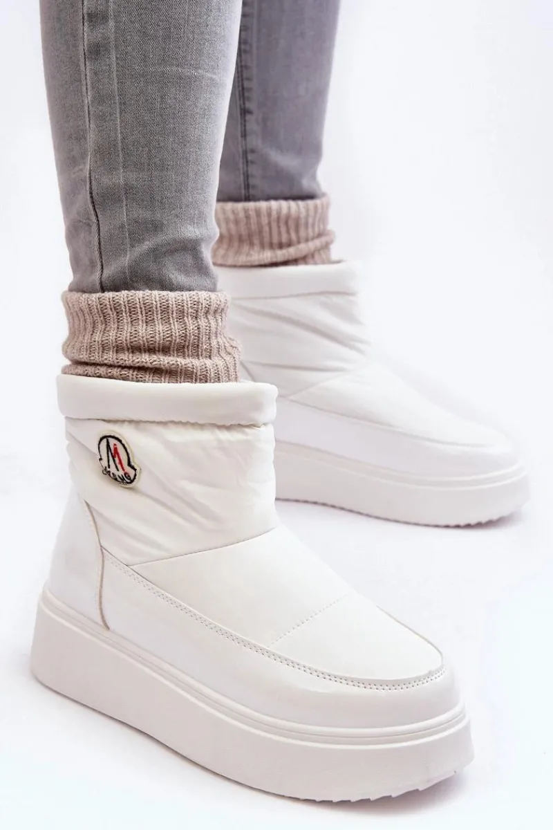 Best Boto Wsuwane Śniegowce Damskie Na Platformie Białe Gattea