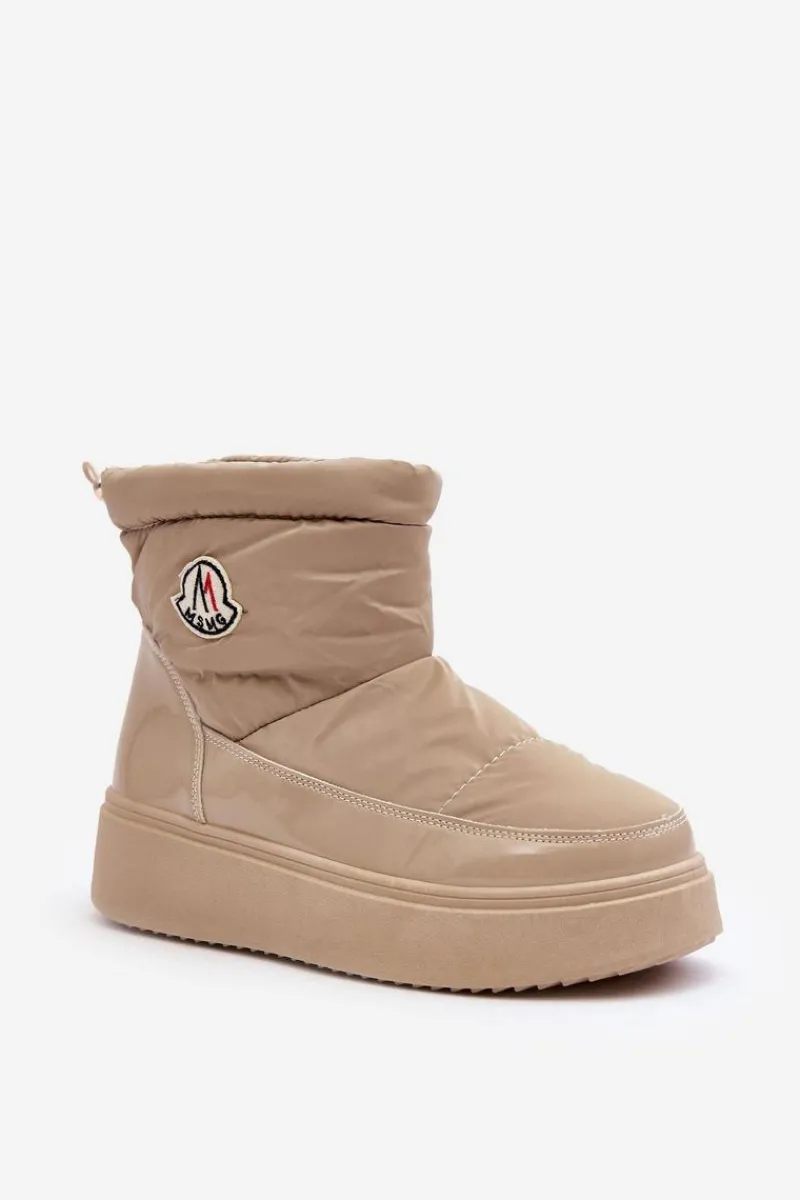 Clearance Wsuwane Śniegowce Damskie Na Platformie Beżowe Gattea Damskie Śniegowce Damskie