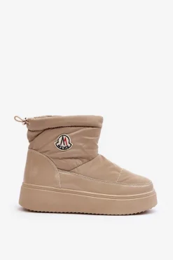 Clearance Wsuwane Śniegowce Damskie Na Platformie Beżowe Gattea Damskie Śniegowce Damskie