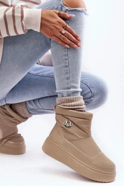 Clearance Wsuwane Śniegowce Damskie Na Platformie Beżowe Gattea Damskie Śniegowce Damskie