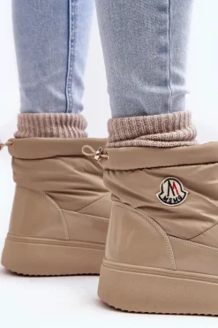 Clearance Wsuwane Śniegowce Damskie Na Platformie Beżowe Gattea Damskie Śniegowce Damskie