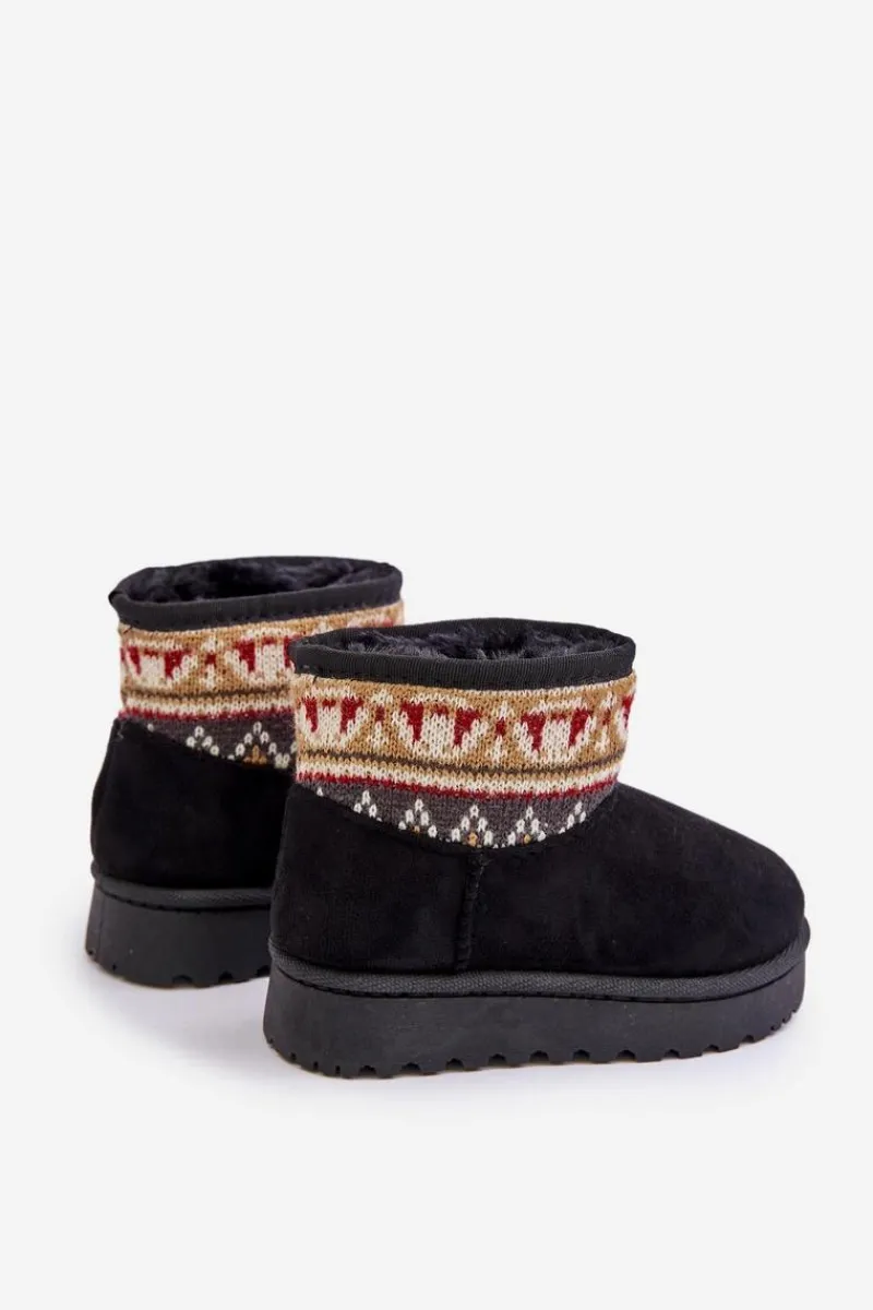 Online Boto Wsuwane Śniegowce Dziecięce Ze Wzorem Ocieplane Futerkiem Czarne Mirirae Czarny
