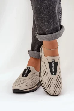 Półbuty Skórzane>Damskie buty S.Barski Wsuwane Półbuty Damskie Z Naturalnej Skóry S.Barski LR51-672 Beżowe