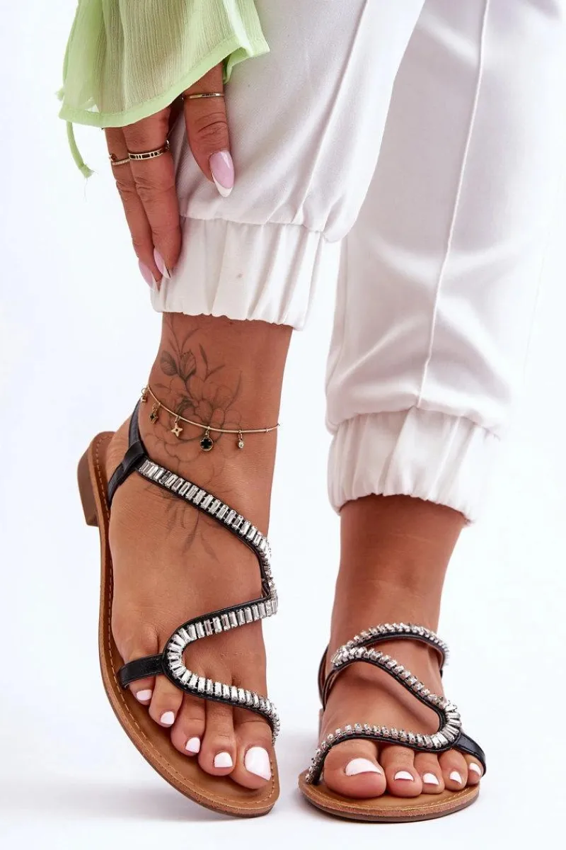 Discount Boto Wsuwane Sandały Damskie Z Ozdobami Czarne Hayen