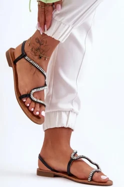 Discount Boto Wsuwane Sandały Damskie Z Ozdobami Czarne Hayen